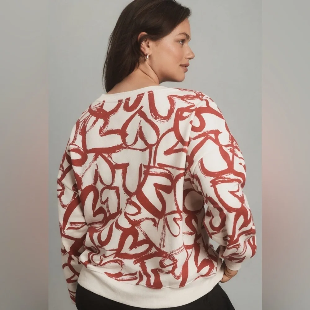 NWT! Anthropologie Maeve Heart Printed Sweater - Size XXS 🐬 - Picture 6 of 10